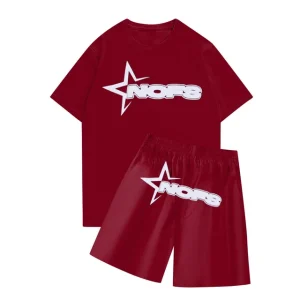 Summer Nofs T Shirt With Short Maroon