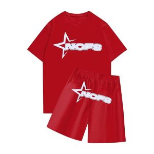 Nofs T Shirt And Shorts Two Piece Tracksuit Red