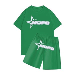 None Of Us Short With T shirt Summer Set Green